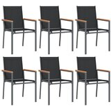  Vrtne stolice 6 kom crne 55 x 61,5 x 90 cm tekstilen i čelik | Eponuda.com