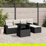 vidaXL 6-dijelni set vrtnih sofa s jastucima crni od poliratana | shoptok.hr