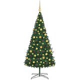 vidaXL Božićno drvce s ukrasnim gudačkim svjetlima Zelena 400 cm PVC - s LED-icama i zlatnim/brončanim kuglicama Cijene