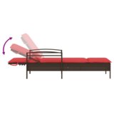 vidaXL ležalnik na soncu z blazino Rjava 63x200x81 cm Poli ratan | Shoptok.si