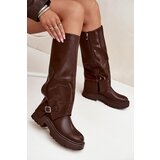 Boto Insulated boots with rolled shaft and buckle chocolate Fiorae | ePonuda.com