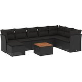 Maison Chic Seti vrtnega pohištva - Vrtna garnitura - Vrtni pohištvo set 9-delna z blazinami črn poli ratan, (21804113) | Shoptok.si