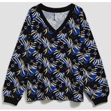 Marisse Patterned V-Neck Blouse, Black | Shoptok.si