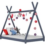 Furnova Otroški posteljni okvir siv iz trdne borovine 80x160 cm, (21938551) | Shoptok.si