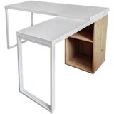 MID.YOU kotna pisalna miza kovina, leseni material bela, barve hrasta | Shoptok.si