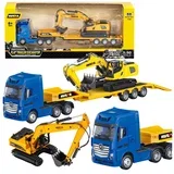 sa prikolicom šleper metalni bager huina žuta 1:50