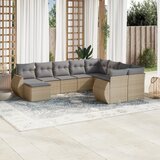 vidaXL 10-dijelni set vrtnih sofa s jastucima bež od poliratana | shoptok.hr