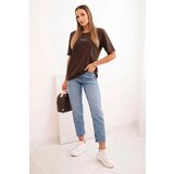 Polski Women's cotton blouse with Minimal print brown | shoptok.hr