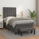 The Living Store Box spring postelja z vzmetnico siva 90x200 cm umetno usnje - Box Spring Postelja, (21520850) Cene
