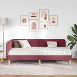 vidaXL Kotna postelja z vzmetnico Vinorodna rdeča 90 x 200 cm blago | Shoptok.si