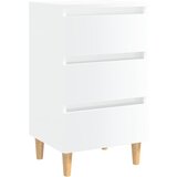 Furnova Nočna omarica z lesenimi nogami visok sijaj bela 40x35x69 cm, (21927452) | Shoptok.si
