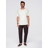 Ombre Men's waffle-textured T-shirt with round neckline - broken white | Shoptok.si