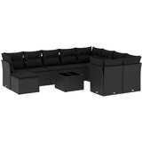  11-dijelni set vrtnih sofa od poliratana s jastucima crni | shoptok.hr