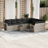  10-dijelni set vrtnih sofa poliratan s jastucima svijetlosivi | shoptok.hr