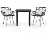  3-dijelni vrtni blagovaonski set od poliratana crni Crna Dužina stola 80 cm | Shoptok.si