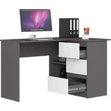 AKORD B16 Kotna Pisalna Miza, Desna Izvedba, Siva/Bela, (5000332938) | Shoptok.si