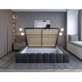 ELTAP Siva oblazinjena zakonska postelja s prostorom za shranjevanje z letvenim dnom 140x200 cm Lamica – | Shoptok.si