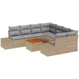 vidaXL 9-delni set vrtne sedežne garniture z blazinami Bež Poli Ratan, (22091758) | Shoptok.si
