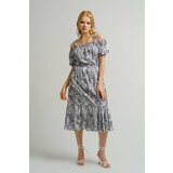 armonika Women's Smoked Patterned Dress with Elastic Waist Straps, cene