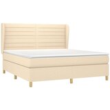  Box spring postelja z vzmetnico krem 180x200 cm blago | Shoptok.si