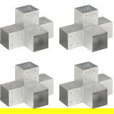 vidaXL Spojniki za stebre 4 kosi X oblike pocinkana kovina 101x101 mm | Shoptok.si