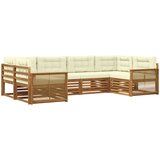  Set vanjskih sofa 6 kom. Prirodna i krem Čvrsto drvo akacije | shoptok.hr