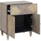 vidaXL Nočna omarica s predalom Siva 50 x 33 x 60 cm trden mangov les | Shoptok.si