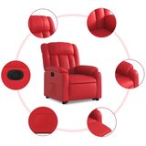  Električni naslonjač na podizanje umjetna koža crveni - Crvena 1 Električno guranje unatrag Ne | shoptok.hr