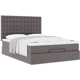 vidaXL Otomanski posteljni okvir z vzmetnico siv 140x200 cm um. usnje | Shoptok.si