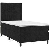 vidaXL Box spring postelja z vzmetnico črna 90x200 cm žamet | Shoptok.si
