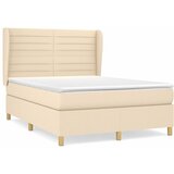  Krevet s oprugama i madracem krem 140 x 190 cm od tkanine | shoptok.hr