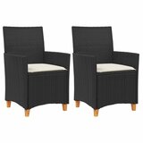  The Living Store Vrtni stoli z blazinami 2 kosa črn poli ratan in trden les - Vrtni Stol, (21446387) | Shoptok.si