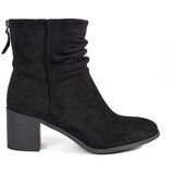 Shelvt Women's black suede boots with a ruffled upper | Eponuda.ba