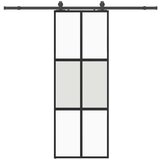  Klizna vrata s priborom crna 76 x 205 cm kaljeno staklo | shoptok.hr