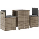  3-dijelni bistro set od poliratana s jastucima sivi | shoptok.hr