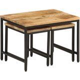 Furnova Komplet klubskih mizic 3 kosi trden mangov les in železo, (21915129) | Shoptok.si