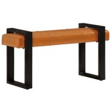 vidaXL Klupa crno-smeđa 110 cm od prave kozje kože | shoptok.hr