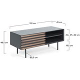 Kave Home Črna TV omarica v orehovem dekorju 120x48,5x45 cm Kesia – | Shoptok.si