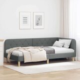  Kutni okvir kreveta s uzglavljem Tamno siva 90 x 200 cm tkanina | shoptok.hr