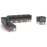 Maison Chic Seti vrtnega pohištva - Vrtna garnitura - Vrtni pohištvo set 9-delna poli ratan in evkaliptus siva, (21800679) | Shoptok.si