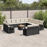  14-dijelni set vrtnih sofa s jastucima poliratan crni | shoptok.hr