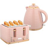 HOMCOM Komplet grelnika vode in opekača kruha, plastika in jeklo, 24,1 D x 19,5 Š x 23,2 V cm, roza, (5000242352) | Shoptok.si