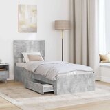  Konstrukcija postelje Betonsko siva in srebrna 75 x 190 cm, (5000103585) | Shoptok.si