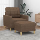  The Living Store Fotelj s stolčkom za noge rjav 60 cm blago - Kavč S Stolčkom Za Noge, (21485090) Cene