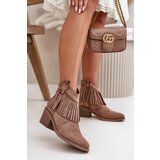 Kesi Women's ankle cowboy boots with zip eco suede brown S.Barski Cene