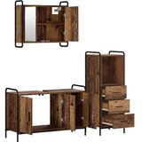  Set ormarića za kupaonicu 3 kom. Staro drvo 40 x 36 x 109 5 cm - Staro drvo Ormarić ispod sudopera (3 vrata) + viseći ormarić + | shoptok.hr