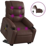 vidaXL Električni masažni naslonjač na podizanje od umjetne kože smeđi | shoptok.hr