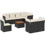  9-dijelni set vrtnih sofa s jastucima crni od poliratana | shoptok.hr