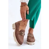 Laura Messi Suede shoes with a decoration 2489 Brown