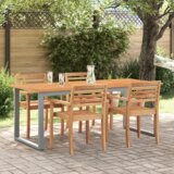 vidaXL Zunanja jedilna miza Siva 160x80x75 cm Jeklo in Masivno leseno Akacijevo | Shoptok.si